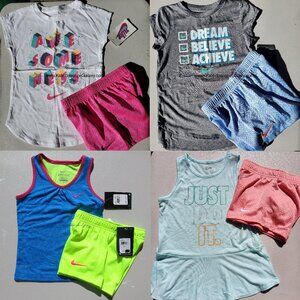 Nike Girls Size 6 Mesh Shorts & Short sleeve Tops Tank Tops Summer Spring NEW